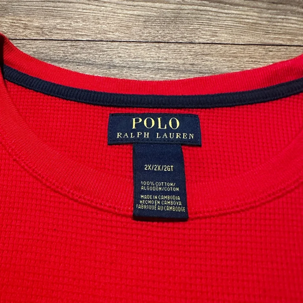 Polo Ralph Lauren Red‎ Waffle Knit Thermal Long Sleeve Shirt Mens 2XL